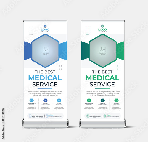 Medical health care roll up banner design,  Professional stand banner template