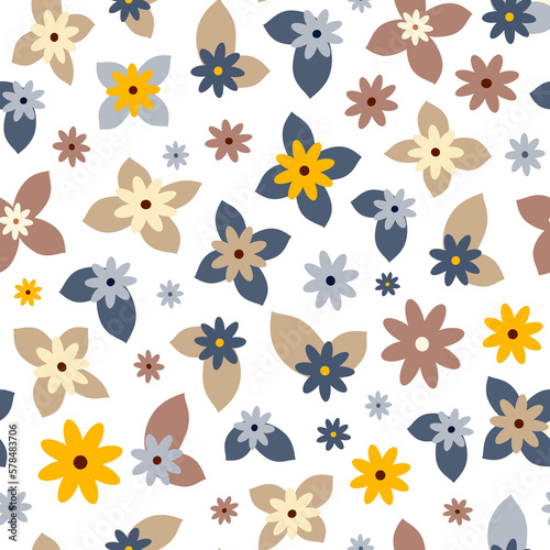 Hippie flowers boho seamless background. floral retro pattern © Tatyana Olina