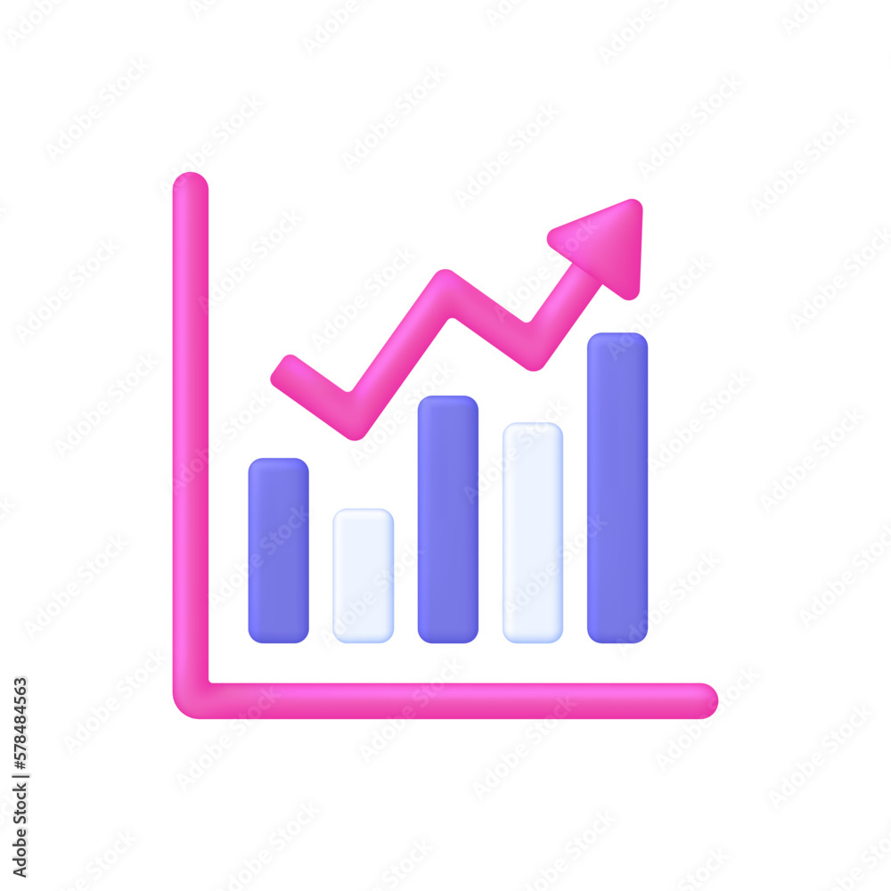 3D Growing bar graph illustration. Making goals and goal achievement, growth business success. 3D Growing bar graph illustration. Making goals and goal achievement, growth business success.