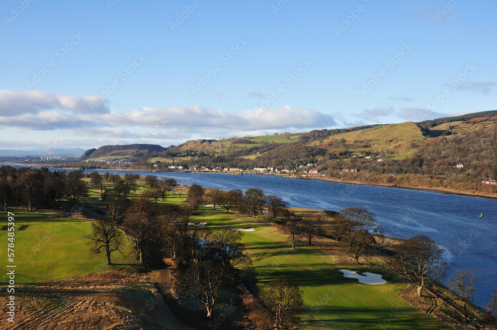 View west along the River Clyde, near Glasgow, Scotland, viewed from the Erskine Bridge