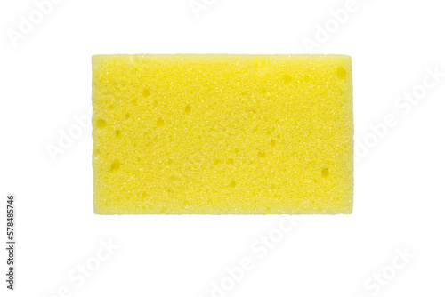 Yellow kitchen sponge for washing dishes isolated on white background photo