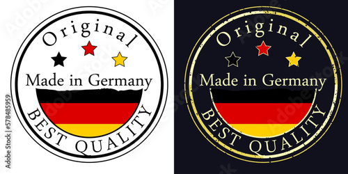 Round labels with flag, original best quality. Vector illustration of Germany flag.