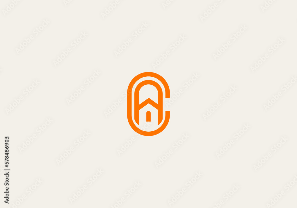 Logo Letter A and C and House or home. logo, real estate logotype, architecture, logo Unique, Modern, Minimalist, Architecture. Business identity Vector Icon.