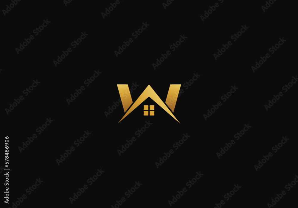 Logo Letter W and House or home. logo, real estate logotype, architecture, logo Unique, Modern, Minimalist, Gold, Architecture. Business identity Vector Icon. Logo Letter W and House or home. logo, real estate logotype, architecture, logo Unique, Modern, Minimalist, Gold, Architecture. Business identity Vector Icon.