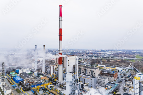 Zeran power plant in Warsaw, industry in Warsaw, drone shot. High quality photo photo