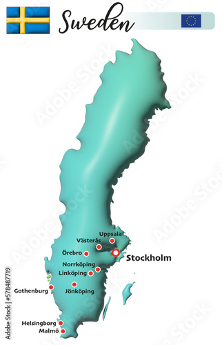 Schweden, Fläche und Flagge