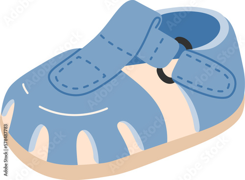 Summer sandal shoe for kids flat illustration Fashionable footwear