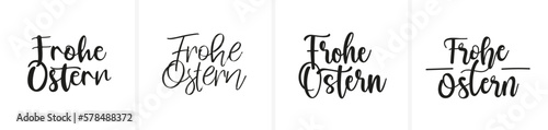 "Frohe Ostern" in Kalligraphie- bzw. Schönschrift; alle Buchstaben einzeln auswählbar