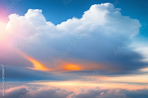 Valentine Heart Shape Cloud In The Sky. Colorful Heart Love Shape Happy ValentineS Day. Generative AI