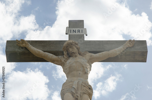 Photography via crucis, station twelve. jesus is crucified