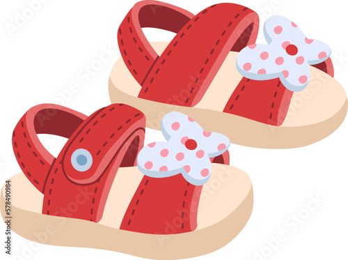 Shoes pair for kids flat illustration Fashionable footwear