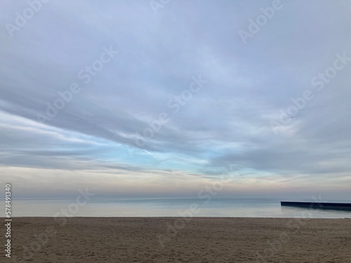 Peaceful gloomy morning on the lake