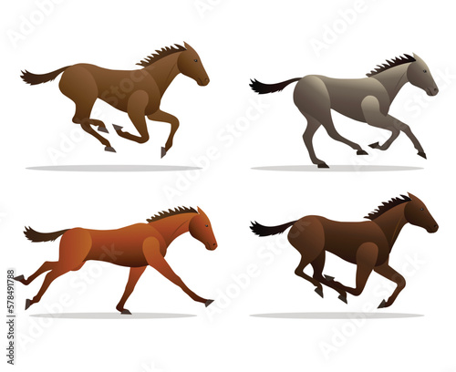Galloping horses set of 4