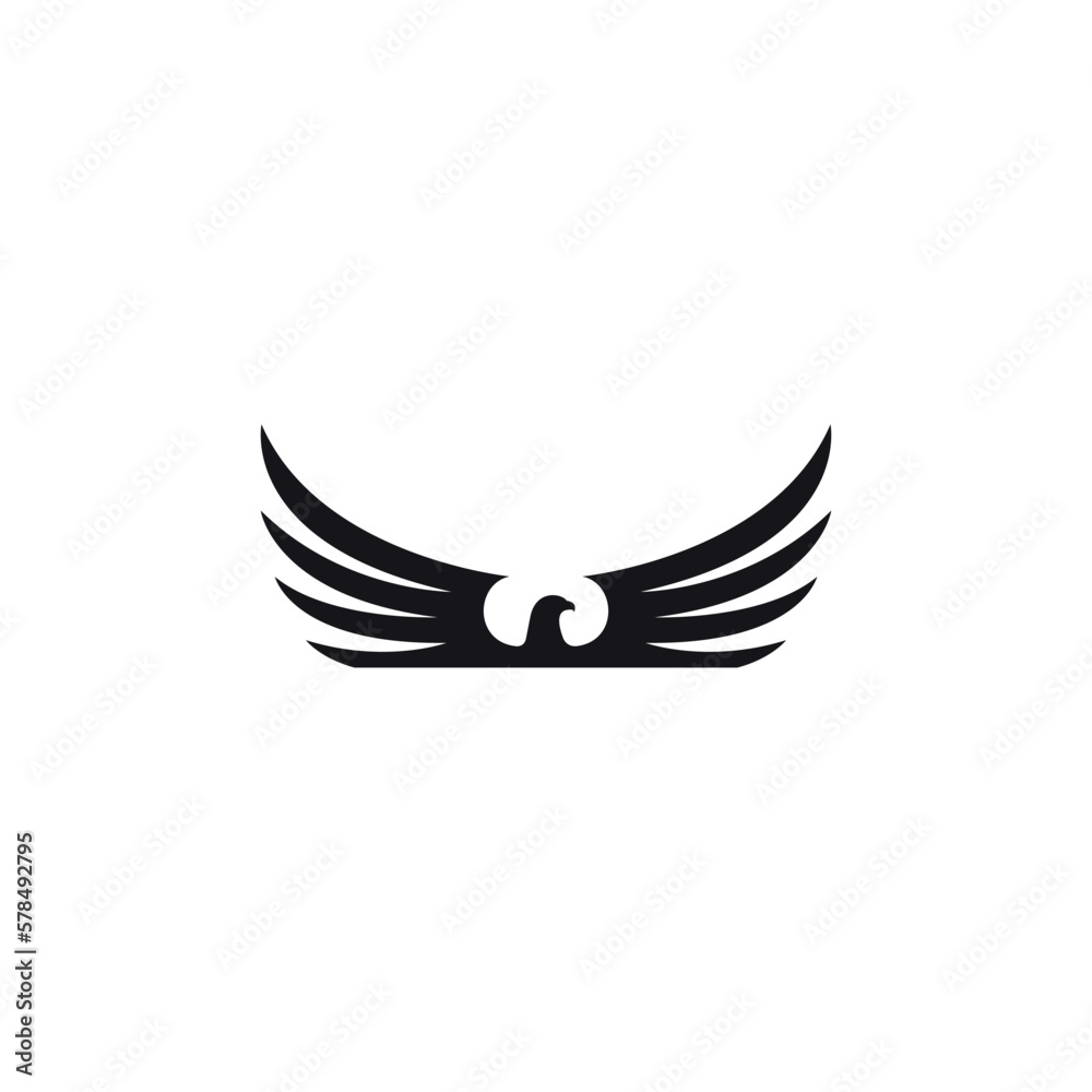 Fototapeta premium Half-looking eagle and its wings. Vector illustration.