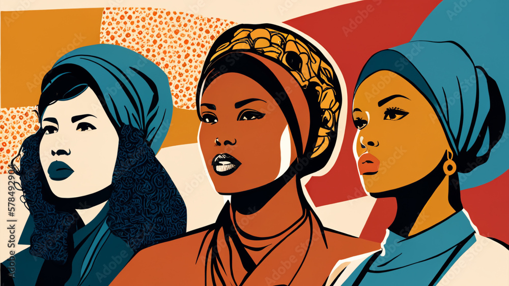 Group of women, Modern feminist, The struggle for rights, independence, equality. Group of women, Modern feminist, The struggle for rights, independence, equality.