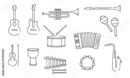 Foto Musical instruments line set