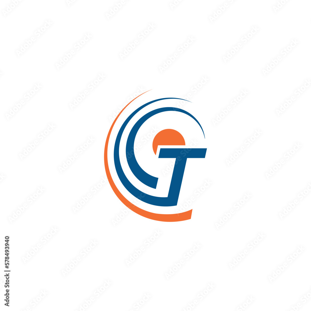Fotografie T letter logo in round circle. Vector