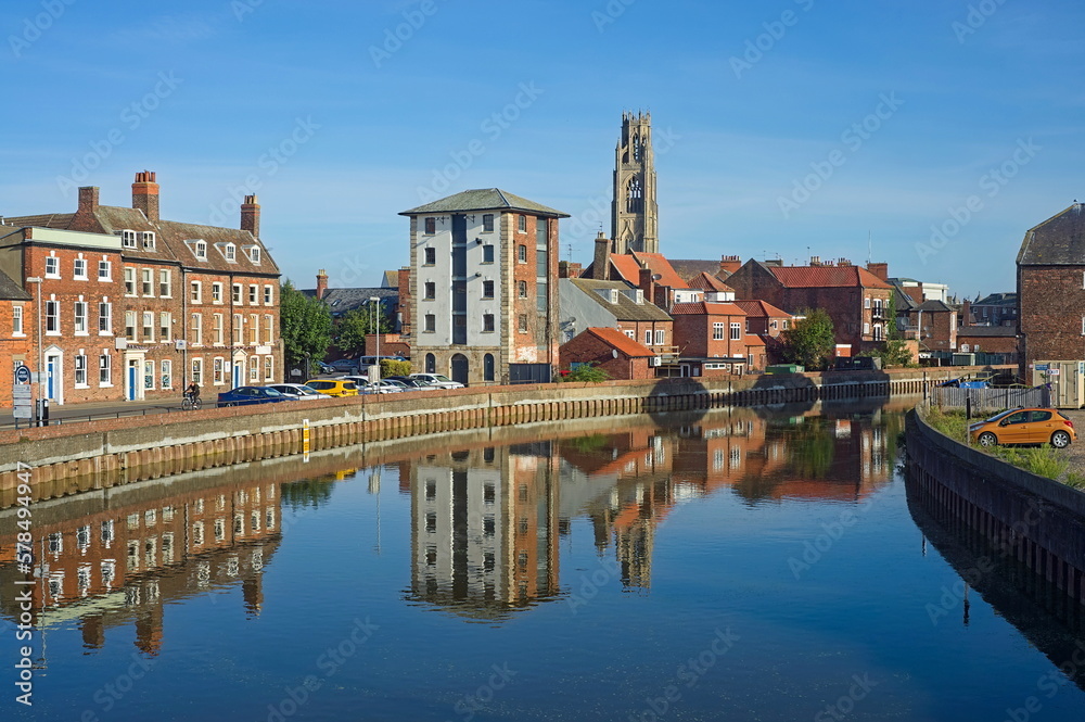 View of Boston in Lincolnshire from the river Haven