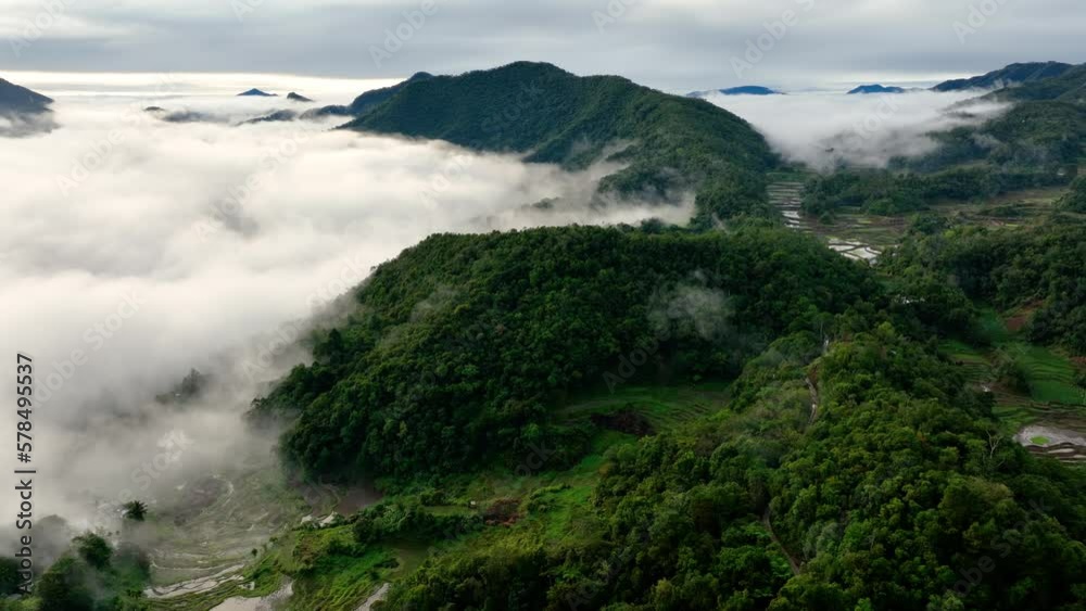Aerial shot of the amazing terraced rice paddies in the mountains near Banaue Philippines. Aerial shot of the amazing terraced rice paddies in the mountains near Banaue Philippines.
