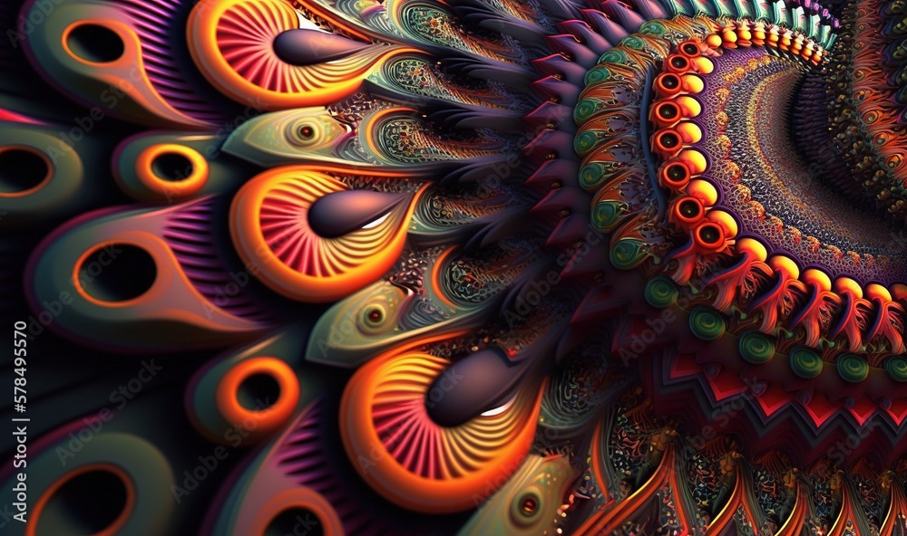 an abstract image of an orange, purple, and green flower with a spiral design on it's center and bottom half of the image. generative ai an abstract image of an orange, purple, and green flower with a spiral design on it's center and bottom half of the image. generative ai