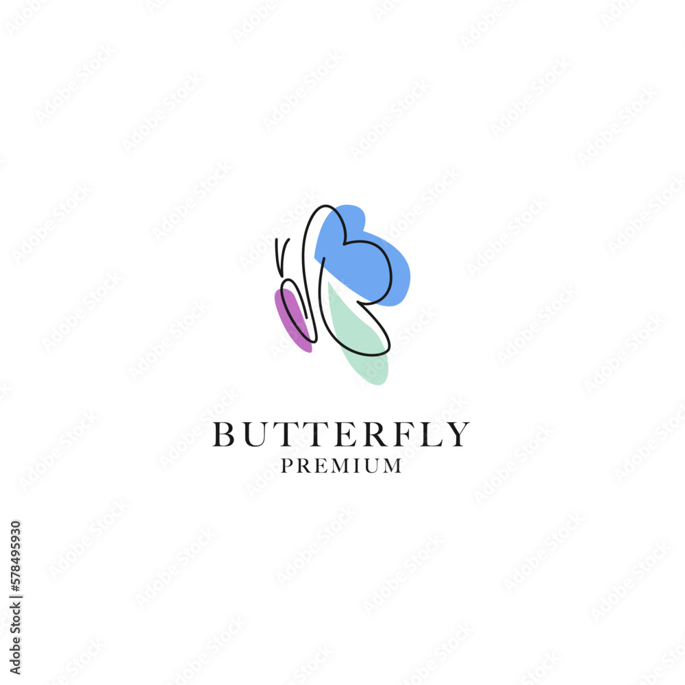 Vector butterfly logo design with simple and elegant monoline vector illustration Vector butterfly logo design with simple and elegant monoline vector illustration