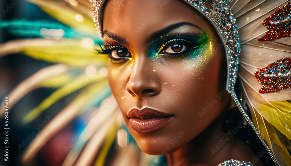 beautiful brazilian girl in carnival costume .Generative AI Stock ...
