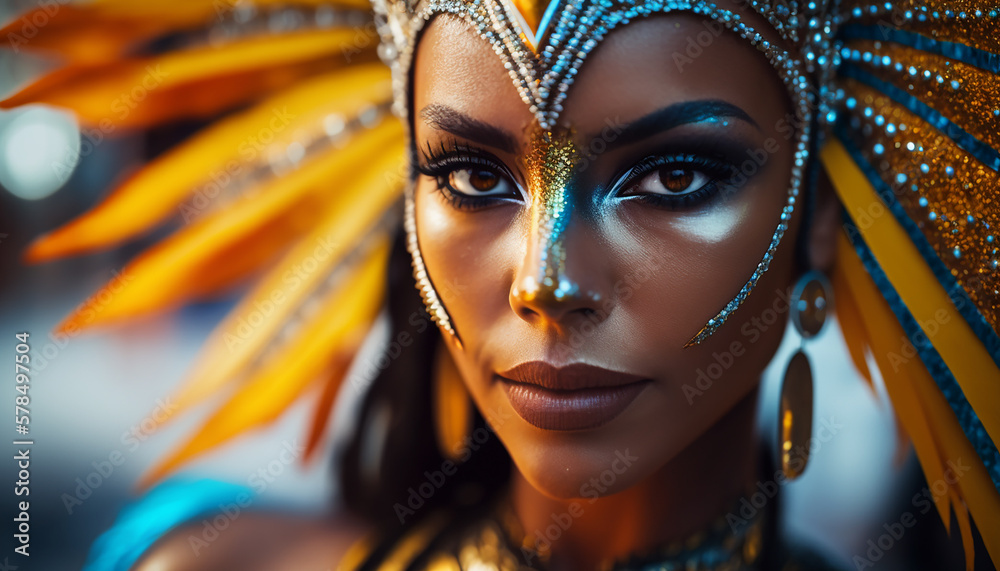 beautiful brazilian girl in carnival costume .Generative AI beautiful brazilian girl in carnival costume .Generative AI