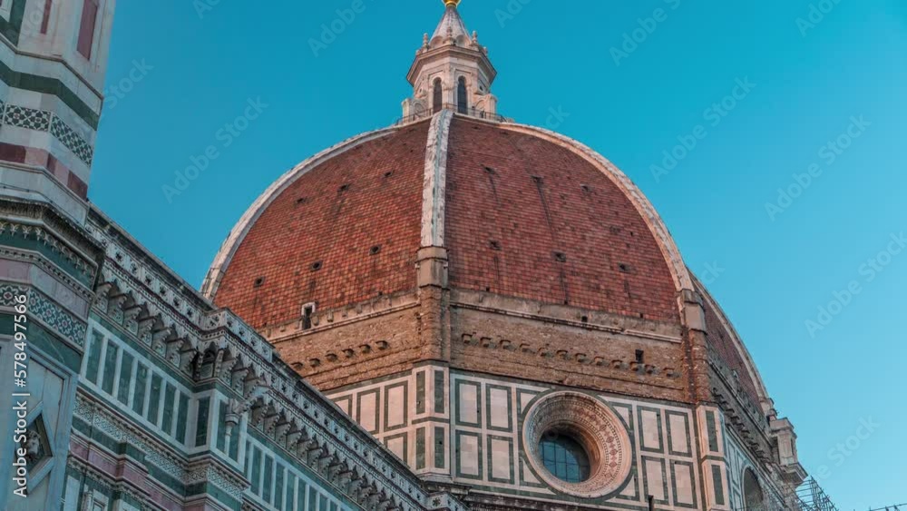 Red dome of the Basilica di Santa Maria del Fiore timelapse which is ...