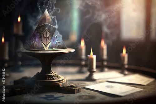tarot cards and smoke freemasonry symbols photo