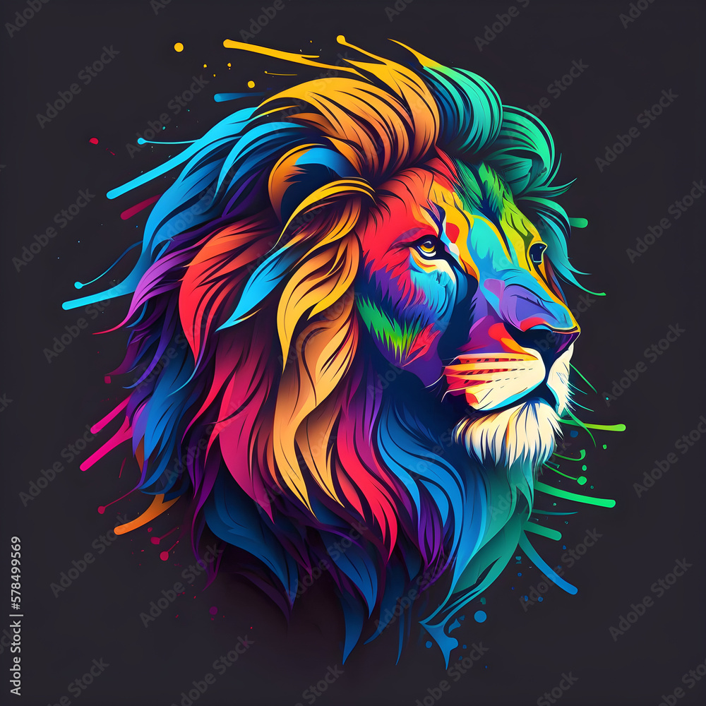 Watercolor logo colorful tiger multicolor