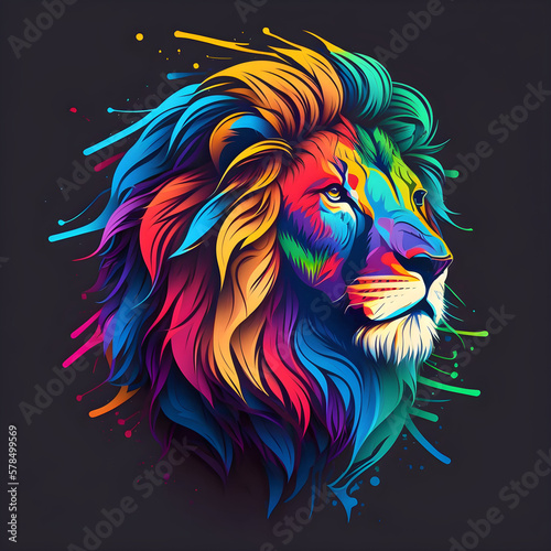 Watercolor logo colorful tiger multicolor