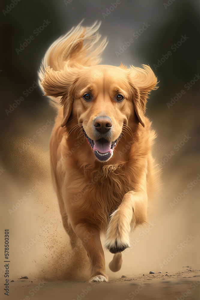 Active Golden Retriever Front View Running
Active Dog Month April 2023