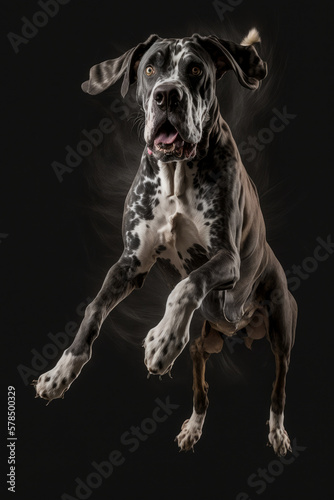 Active Great Dane Front View Jumping Active Dog Month April 2023