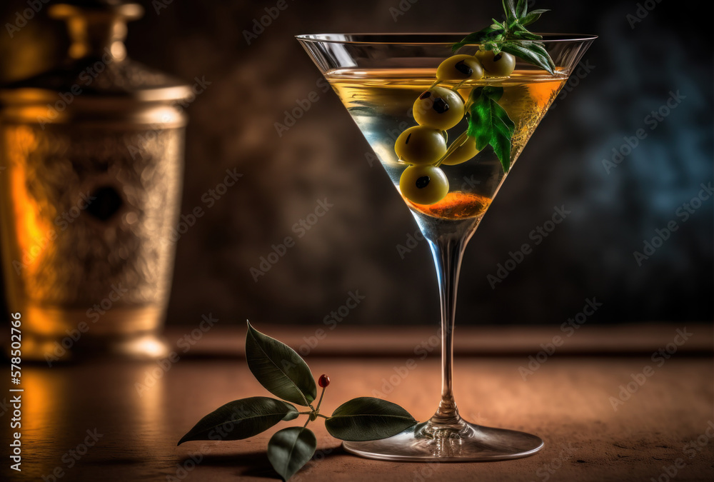 Gin martini, classic cocktail, timeless sophistication, elegant. Dry