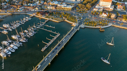 Aerial view of the Bridge of Lions in Saint Augustine, Florida