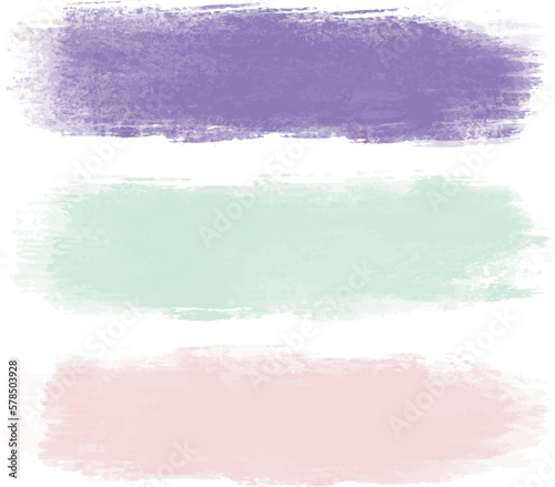 Set of different grunge pastel colors, ink paint brush strokes. Artistic design elements, grungy background vector illustration