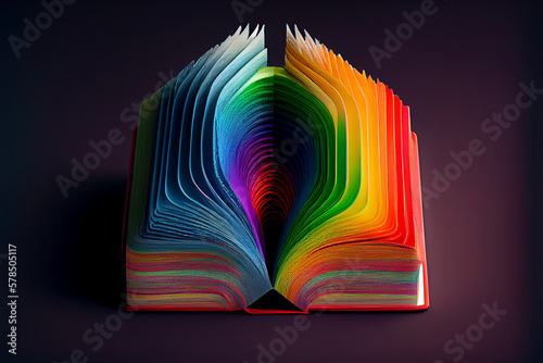 Illustration of books in the rainbow colors.  photo