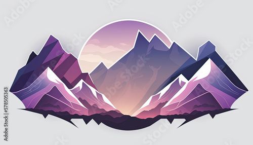 purple mountains and sun, suitable company logo