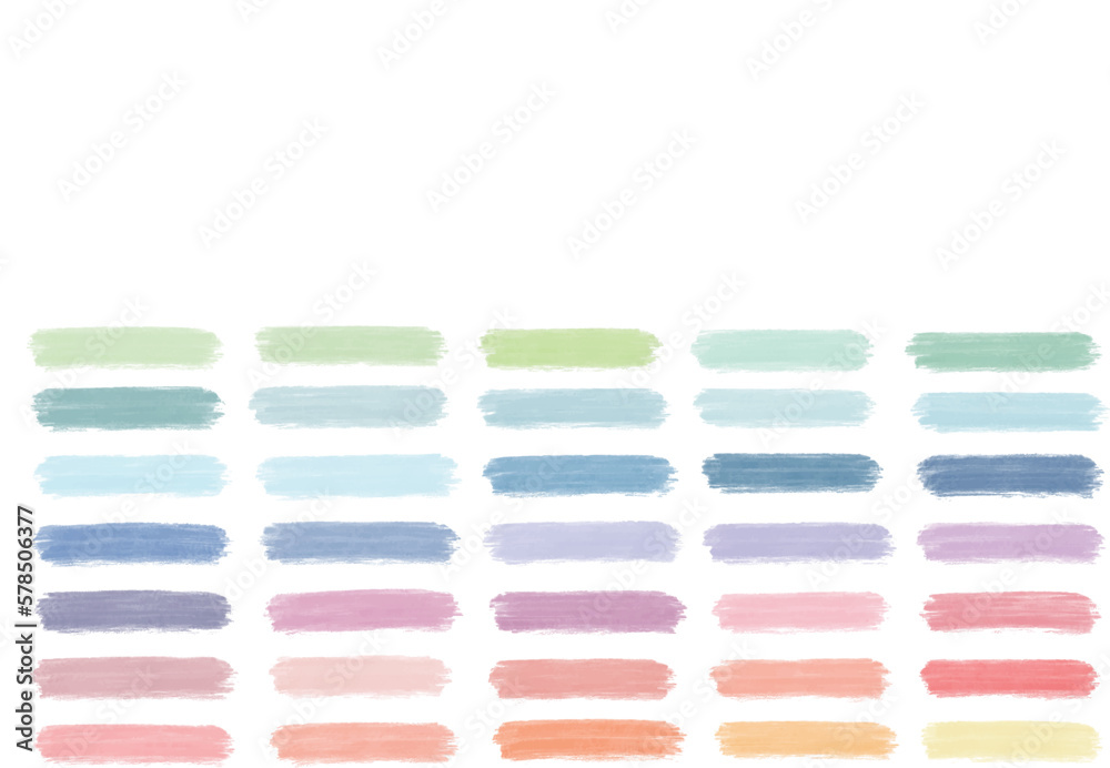 Different colorful pastel colors grunge, ink paint brush strokes bundle ...