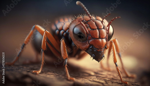 Photorealistic image of an ant. Generative AI