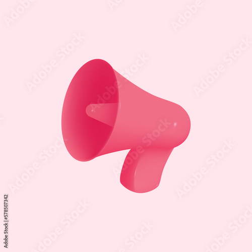 megaphone isolated on pink background. realistic. icon. vector illustration