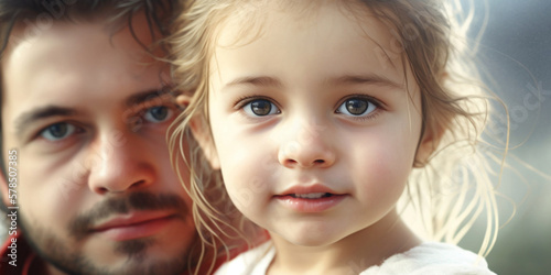 Close up portrait of father and daughter, Image generated by AI