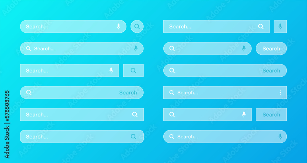 Various transparent search bar templates. Internet browser engine with ...