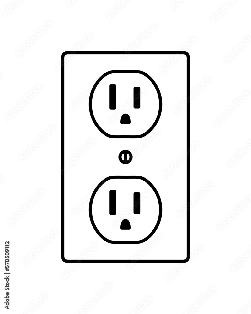 US electrical outlet isolated on white