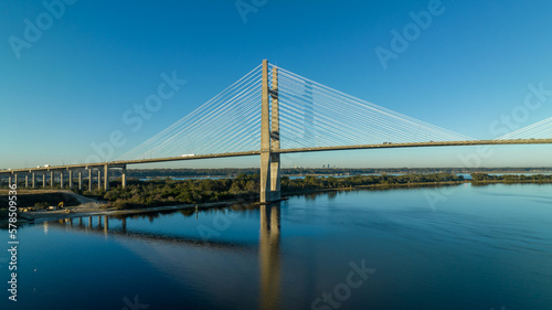 Aerial view of the Dames Point Bridge. 