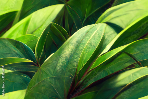 Tropical plants background, green colors, pattern, seamless, generative ai