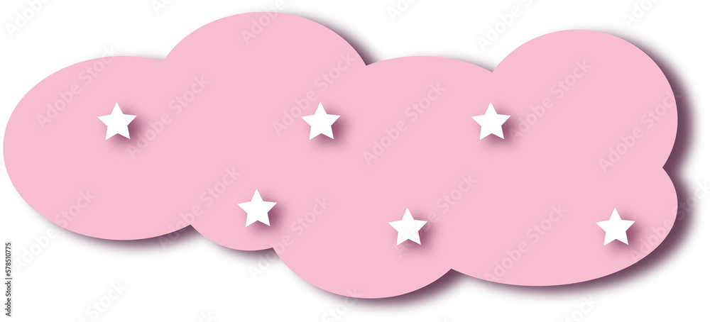 pink paper cut cloud with stars