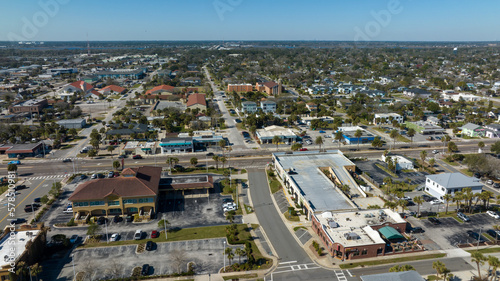 Aerial view of Jacksonville Beach, Florida in a sunny beautiful day.