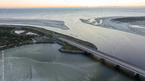 Aerial view of the Fort George Inlet in Jacksonville, Florida.