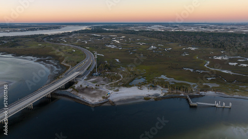 Aerial view of the Fort George Inlet in Jacksonville, Florida. photo